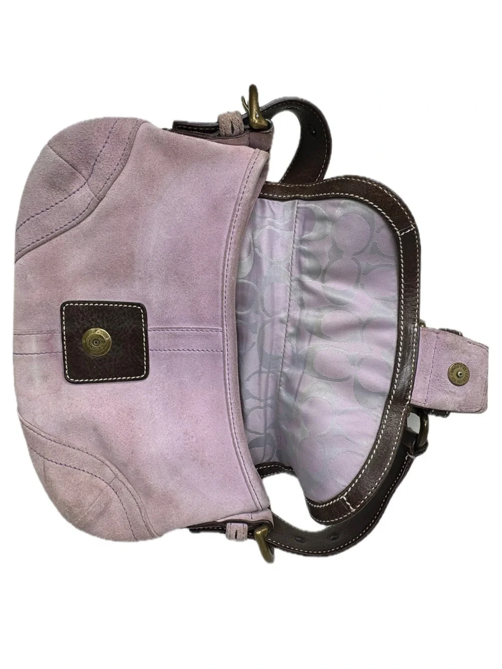 Coach Lavendar Suede Y2K Vintage SoHo Flap Buckle Bag